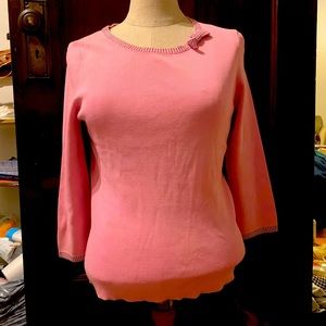 PINK Women’s Size Small David Brooks Rayon Sweater w Bow and Dots
